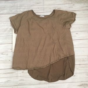 zara womens m brown stripe asymmetrical hem tee t-